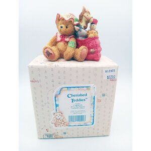 Cherished Teddies Carolyn 1993 Enesco Figurine With Toy Bag in Box Collectible